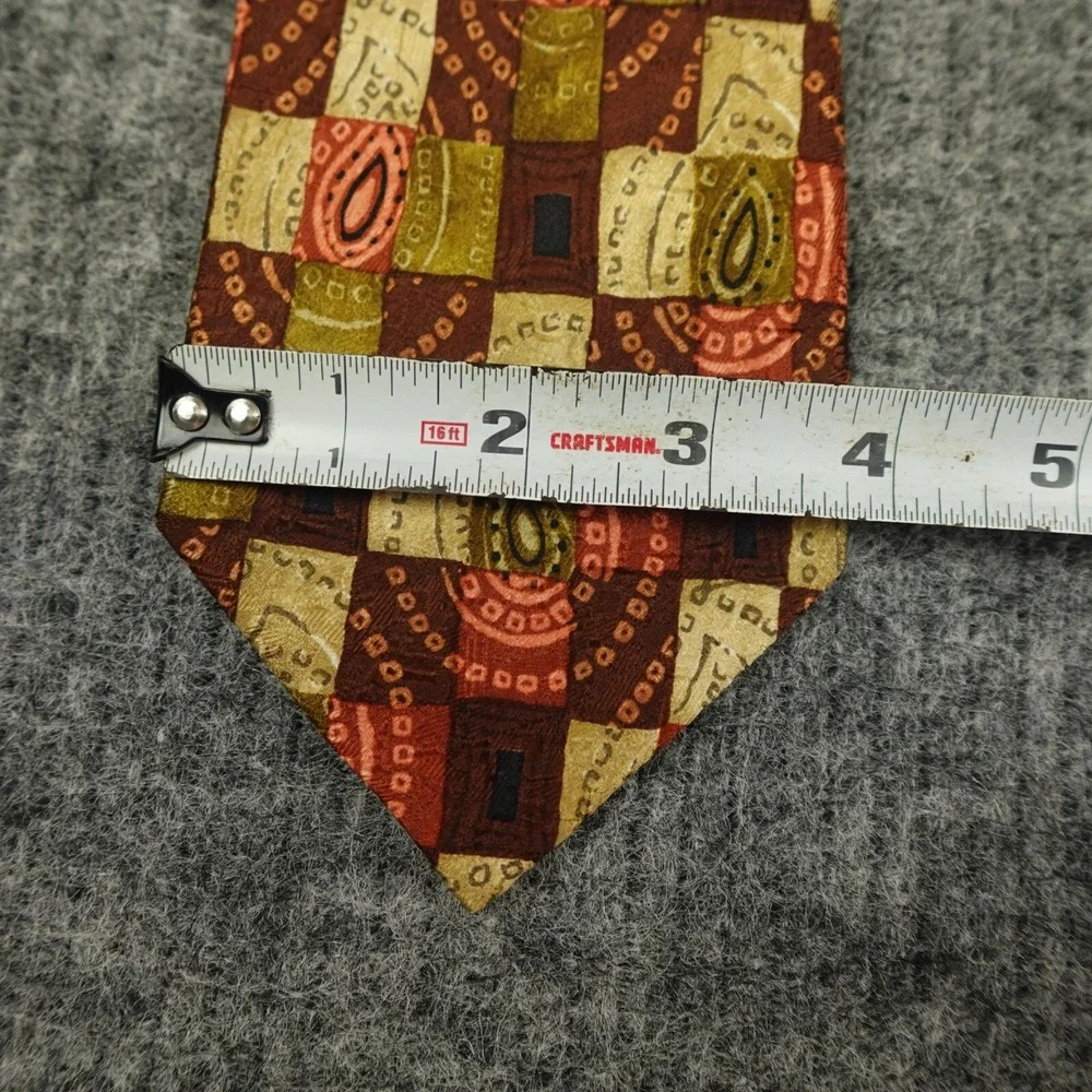 Ermenegildo Zegna Silk Neck‎ Tie Mens L59 W3.75 Brown Maroon Paisley Textured